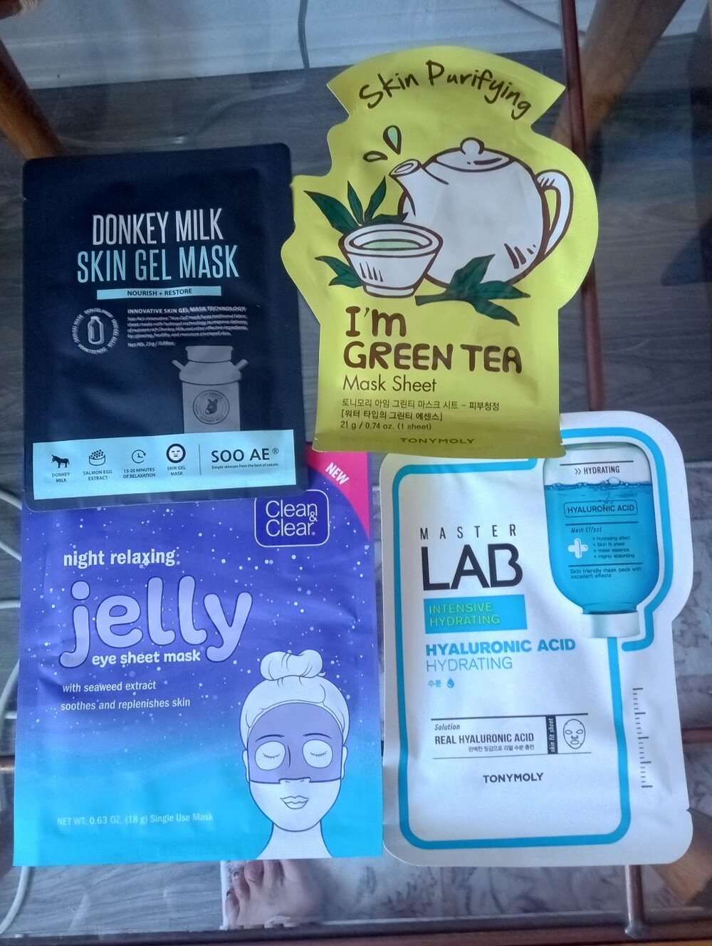5 Facial Masks Bundle Snail TonyMoly Night Relaxing Eye Sheet Mask, Green Tea 💚